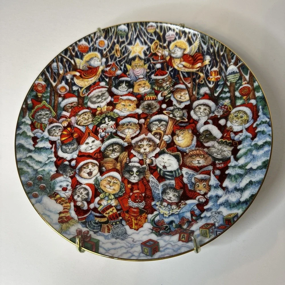 Bill Bell Santa Claws Cats Christmas Plate Franklin Mint Ltd Ed 8